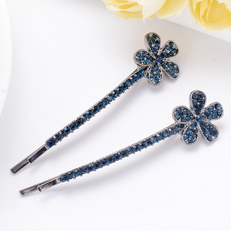 Yisiya new retro diamond flower word clip Korean Style Butterfly rhinestone side clip clip headdress wholesale