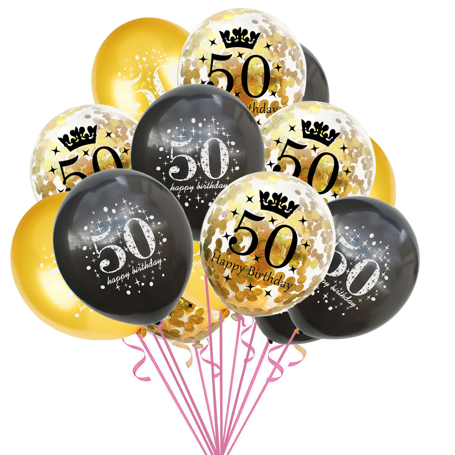 Amazon 16 18 30 40 50 60 years old balloon confetti set combination adult birthday party decoration