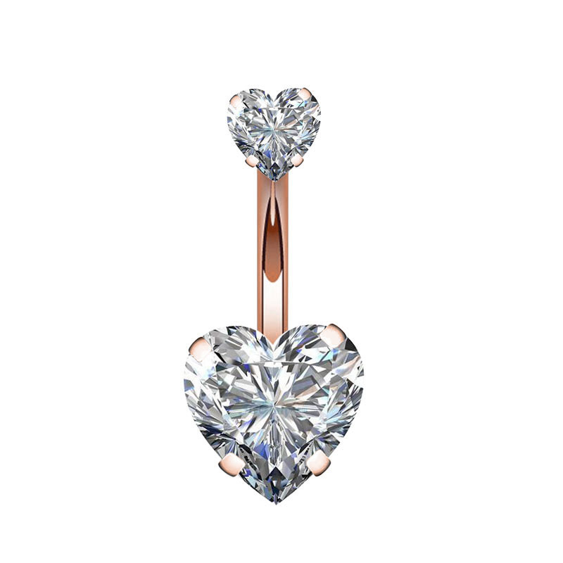 Cross-border e-commerce new double love navel ring creative zircon navel buckle navel ring puncture jewelry