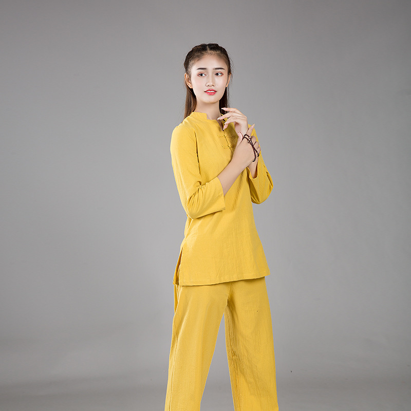 Comfortable Fitness Cotton and Linen Yoga Suit for Female Lay Scholars Meditation Meditation Taiji Suit