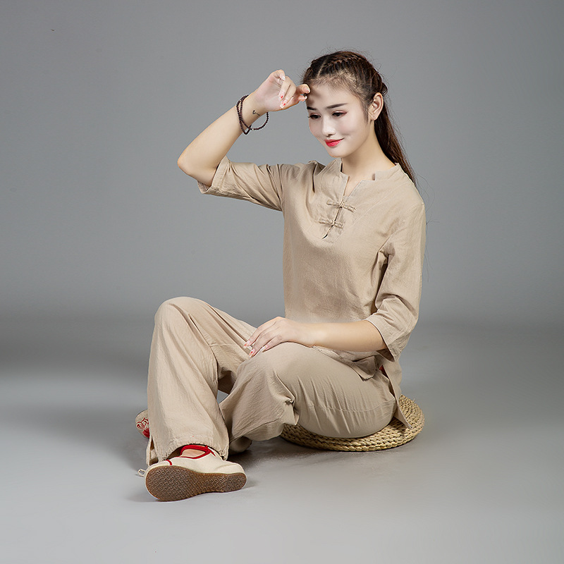 Comfortable Fitness Cotton and Linen Yoga Suit for Female Lay Scholars Meditation Meditation Taiji Suit