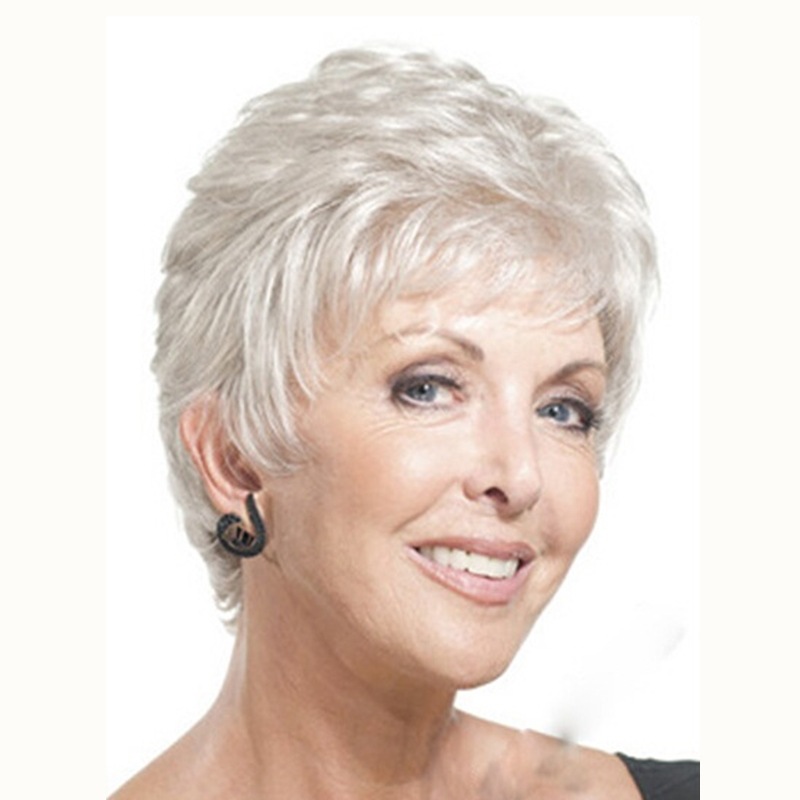 Factory wig a generation of European and American AliExpress ebay fashion temperament wig white short straight hair mother wig