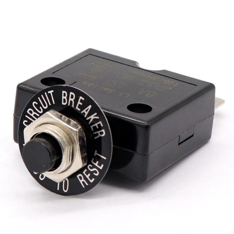Push button type circuit breaker 50Vdc overload protector 5-30A manual reset thermal break protection Motor Protection