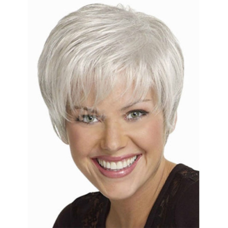 Factory wig a generation of European and American AliExpress ebay fashion temperament wig white short straight hair mother wig