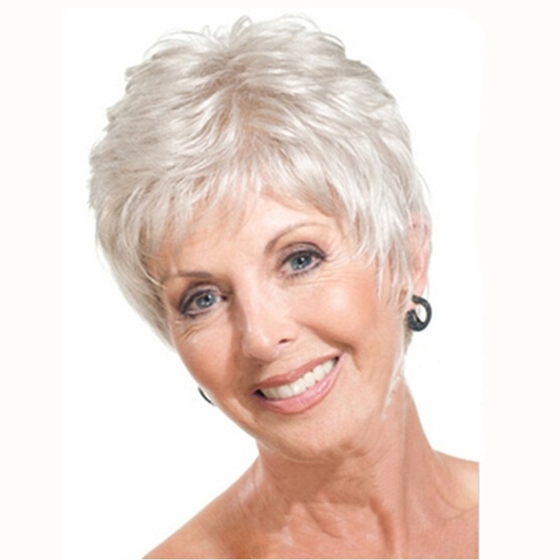 Factory wig a generation of European and American AliExpress ebay fashion temperament wig white short straight hair mother wig