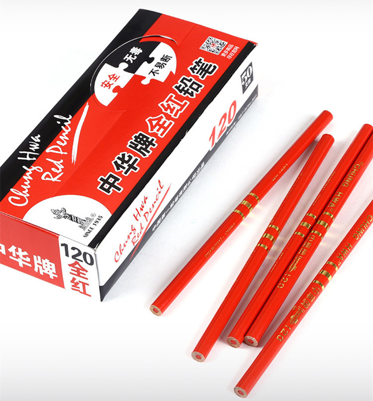 China brand 120 special pencil all red pencil round pole pencil construction pay-off mark red pencil