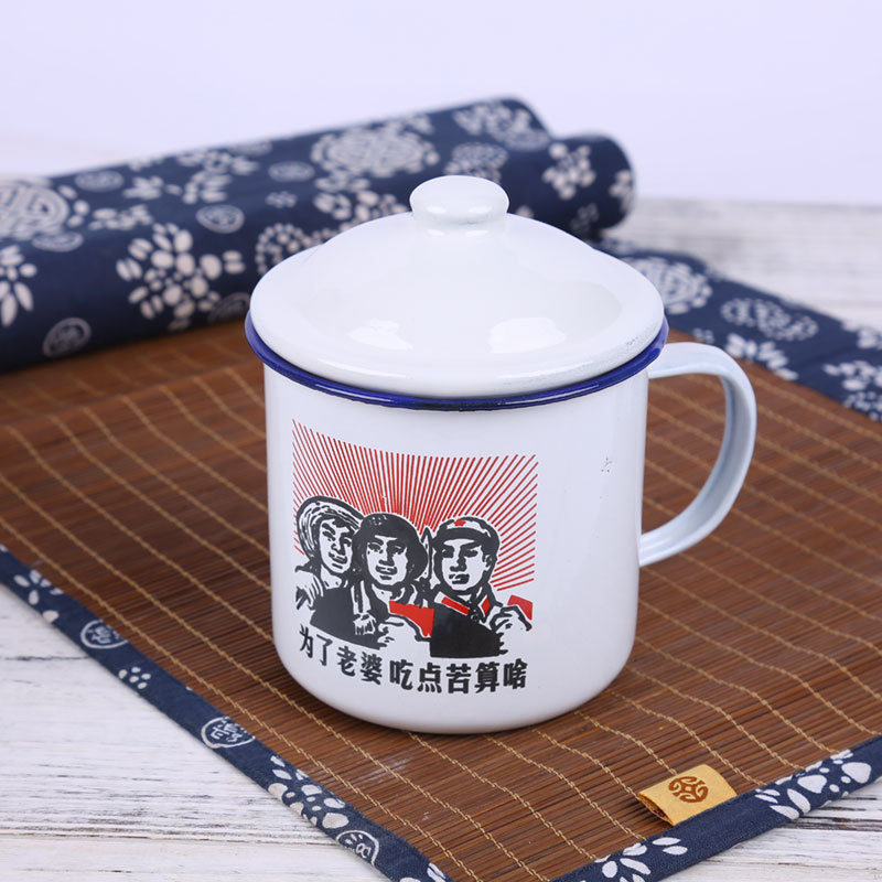 Wholesale vintage classic nostalgic enamel cup creative retro quotations enamel cup gift enamel cup advertising Cup