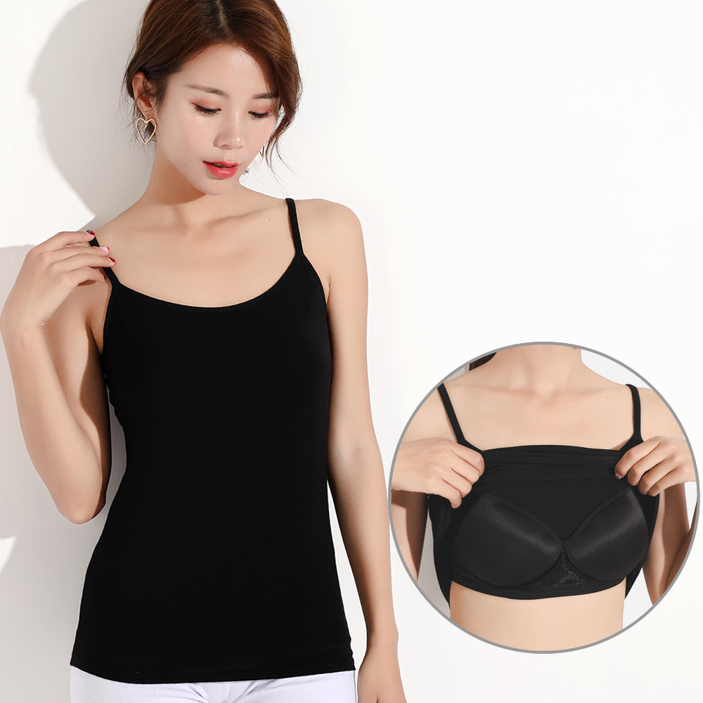 22 Spring and Summer Vest with Chest Pad Small Sling bra-free Vest Modal Base Shirt bra Top Yoga Women