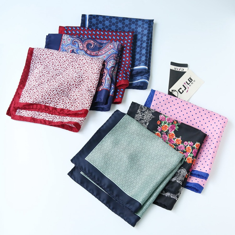 Men's Suit Pocket Scarf Retro French Style Wedding Groom Best Man Accessories Printed Spinning Small Square Scarf Breast Scarf Handkerchief