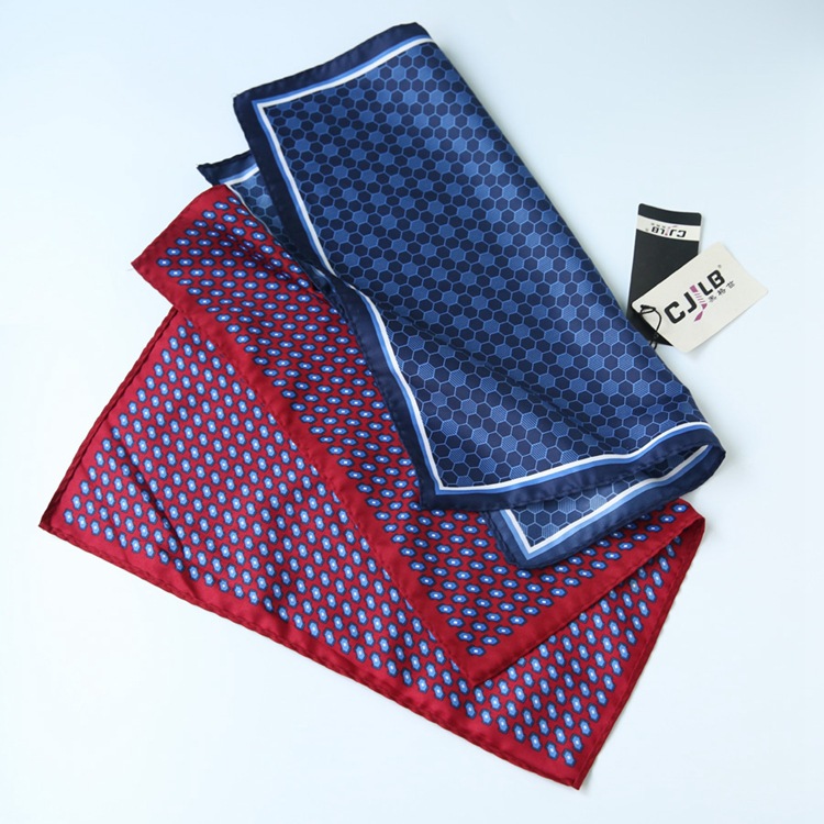 Men's Suit Pocket Scarf Retro French Style Wedding Groom Best Man Accessories Printed Spinning Small Square Scarf Breast Scarf Handkerchief