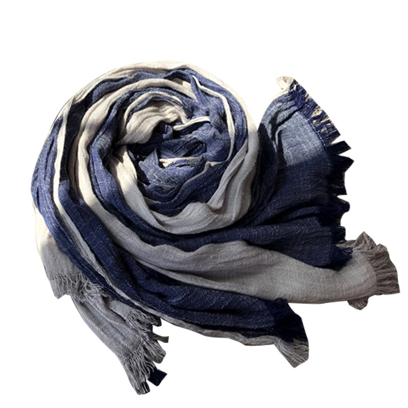 Cross-border Autumn and Winter New Cotton and Linen Scarf Women's Silk Scarf Color-matching European, American, Japanese and Korean Style Plain Mori Women's Foreign Trade Scarf