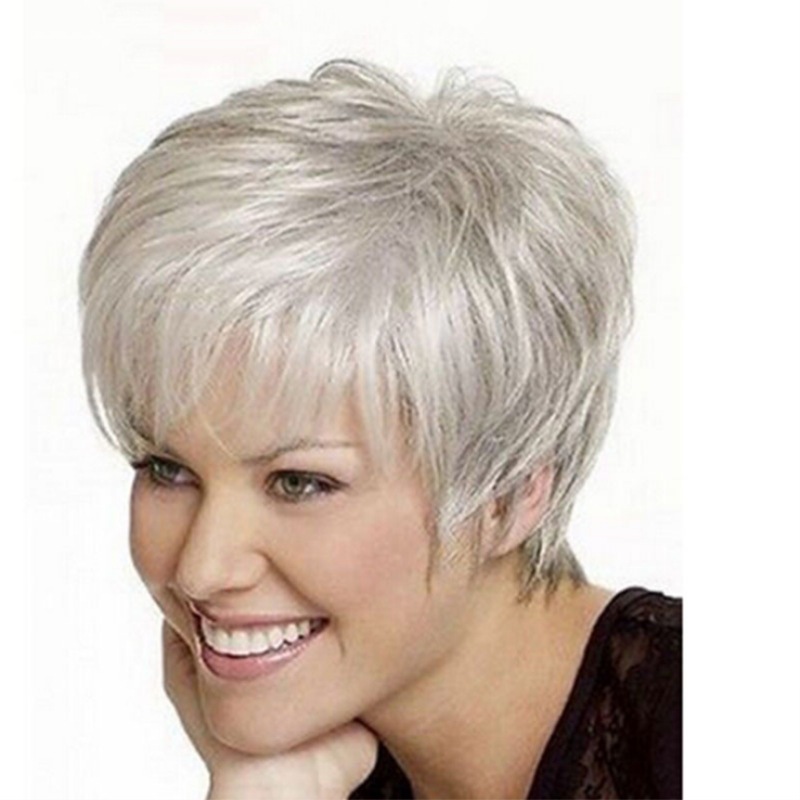 Factory wig a generation of European and American AliExpress ebay fashion temperament wig white short straight hair mother wig