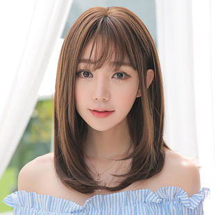 Amazon Cross-border Japanese and Korean Internet Celebrity Pseudo Niang Air Bangs Curly Hair Long Hair Women's Spot Wig Full Headgear