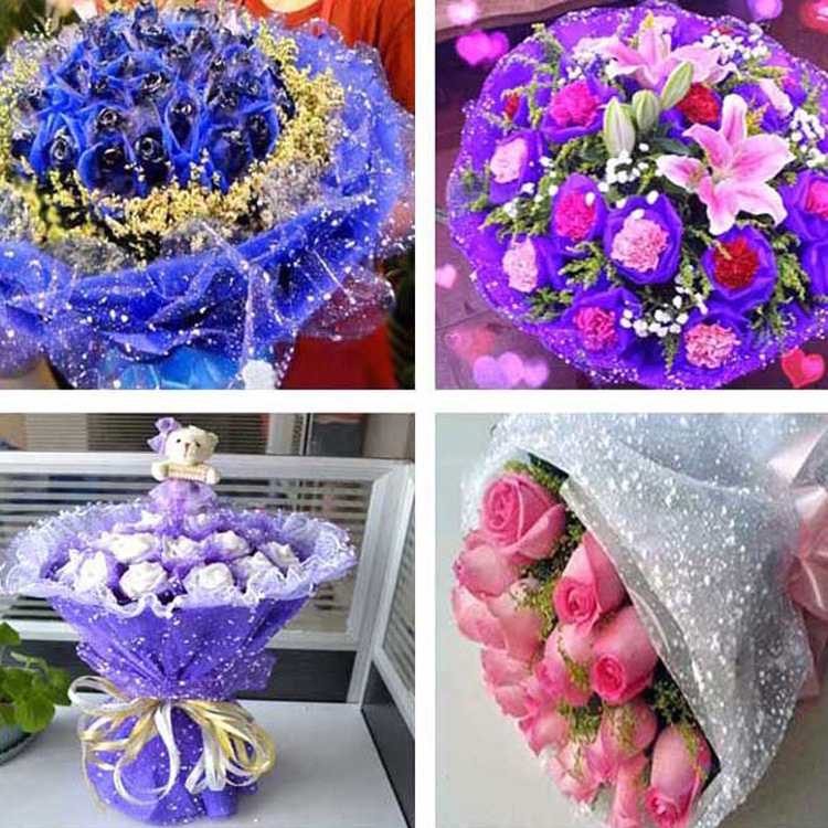 Wholesale flower packaging materials floral gauze 4 yards snow point yarn long snowflake gauze foam gauze net snow point yarn
