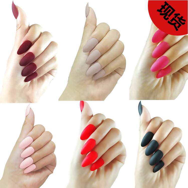 European and American-style Fleshy Matte Pointed Hand-feel Frosted Nail Piece Nail Piece Finished Fake Nail Finished nails