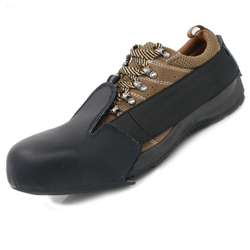 Ting solid black European standard steel toe shoe cover anti-smashing anti-puncture wear-resistant safety shoes shoe cover cowhide non-slip safety toe