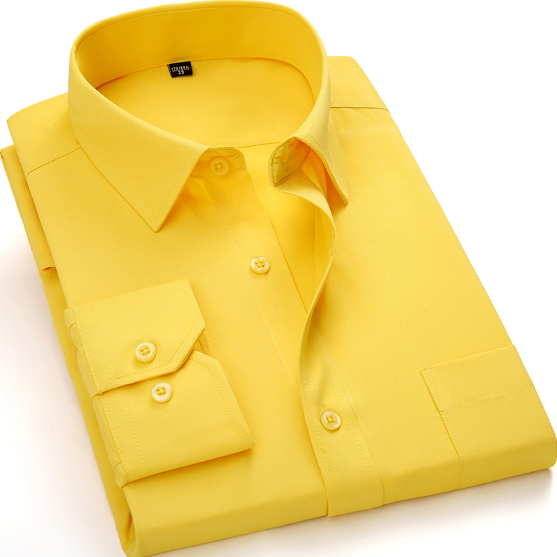 Spring Business Yellow Shirt Men's Long-sleeved Professional Formal Wear Middle-aged Non-ironing Shirt Men's Work Clothes
