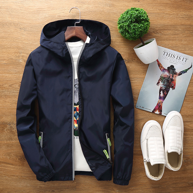 [Factory Direct Supply] Spring and Autumn Coat Reflective Zipper Men's Large Size Jacket Windbreaker to Print logo