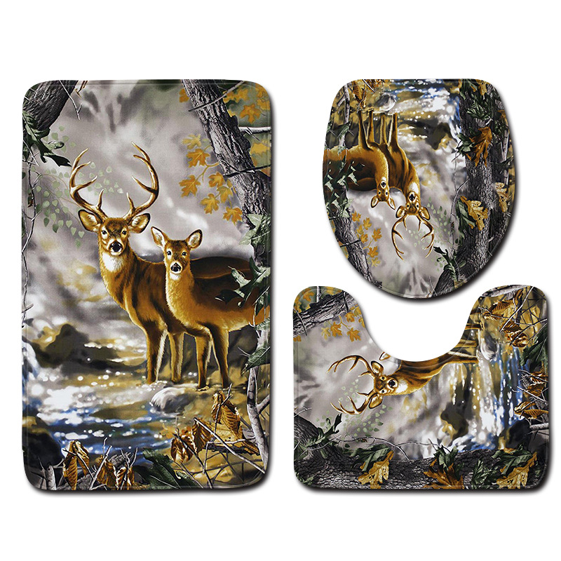 New Overseas Amazon International Hot-selling Non-slip Three-piece Bathroom Mat Carpet in stock Daifa Toilet Mat 1