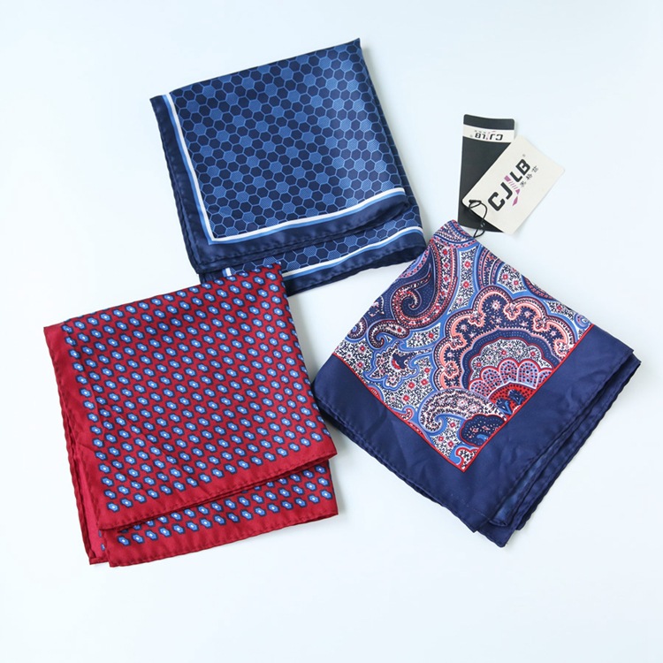 Men's Suit Pocket Scarf Retro French Style Wedding Groom Best Man Accessories Printed Spinning Small Square Scarf Breast Scarf Handkerchief