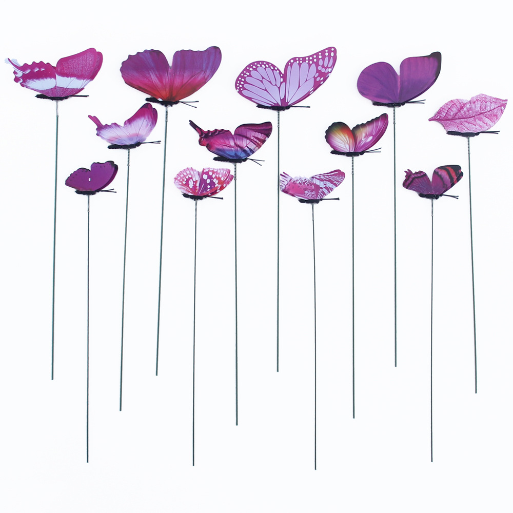 Simulation butterfly Rod Flower arrangement potted garden garden home decoration beautification green plant decoration 12 set