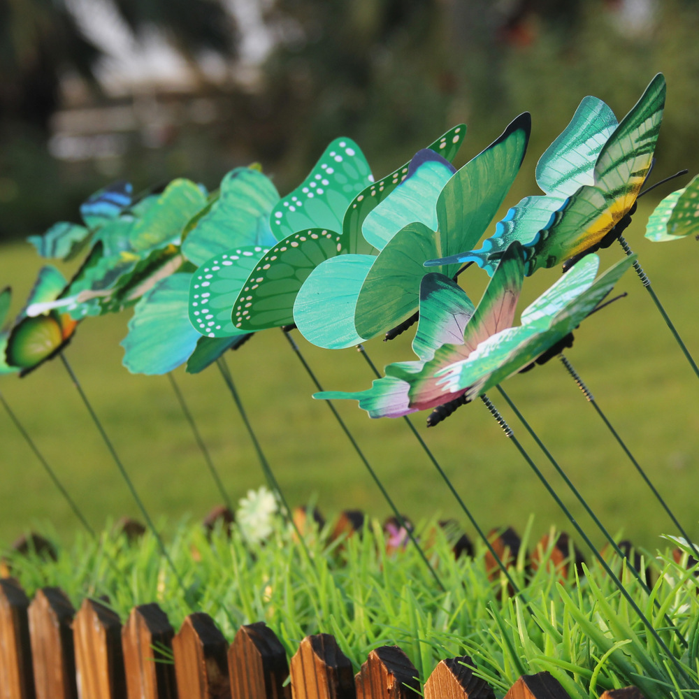Simulation butterfly Rod Flower arrangement potted garden garden home decoration beautification green plant decoration 12 set