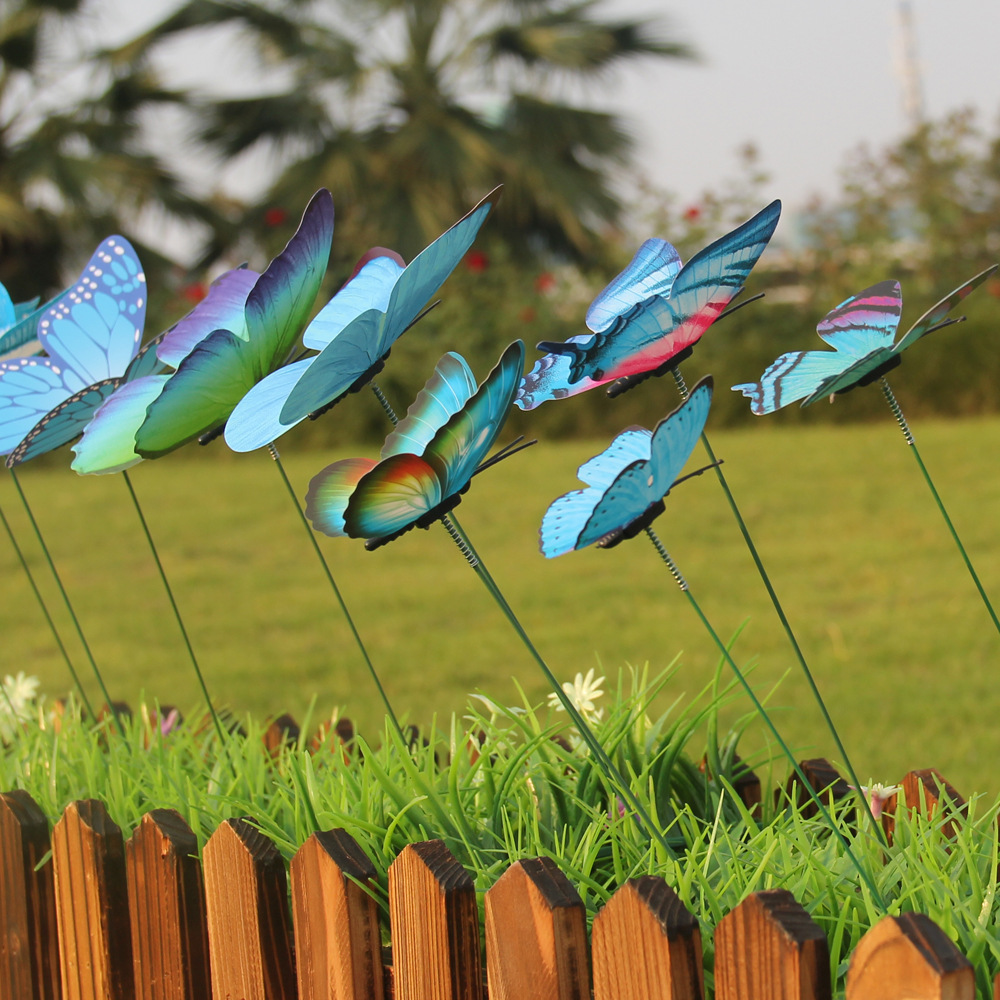 Simulation butterfly Rod Flower arrangement potted garden garden home decoration beautification green plant decoration 12 set