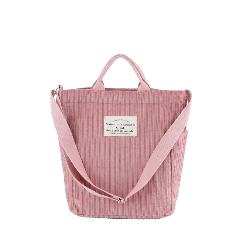ins Corduroy Canvas Bag Korean Style Artistic Simple Shoulder Crossbody Velvet Bag Mori Style Large Capacity Handbag