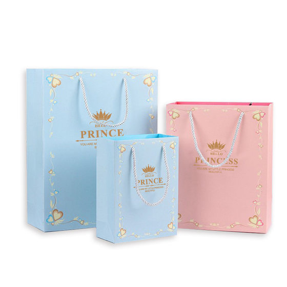 Prince Princess portable gift bag high-grade gift box bag large gift bag pink handbag