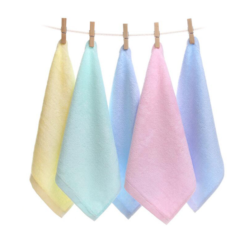 Bamboo fiber square towel 30*30 blue slub yarn children's towel kindergarten baby handkerchief plain plain plain plain plain plain plain woven towel