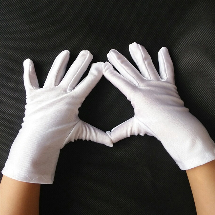 Children's White Gloves Elastic Thin Kindergarten Primary School Students Performance Flag Raising Dance Performance Etiquette Gloves Spandex Gloves