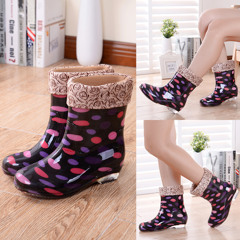 fashionable-fleece-lined-mid-calf-work-boots-womens-outerwear-crystal-decorated-rain-shoes-stylish-adult-pvc-footwear