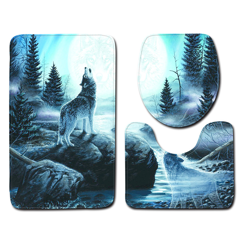 New Overseas Amazon International Hot-selling Non-slip Three-piece Bathroom Mat Carpet in stock Daifa Toilet Mat 1