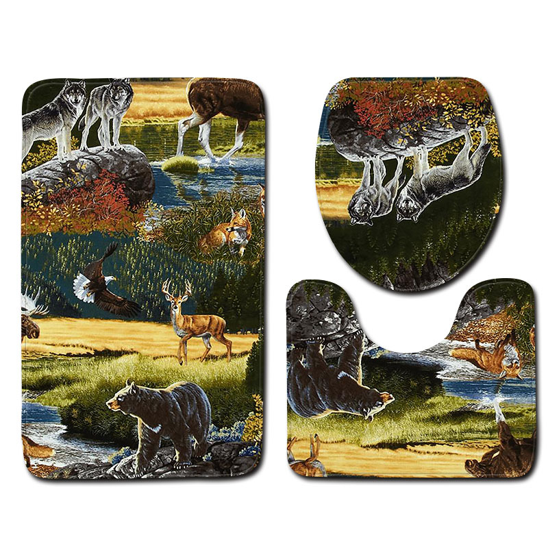 New Overseas Amazon International Hot-selling Non-slip Three-piece Bathroom Mat Carpet in stock Daifa Toilet Mat 1