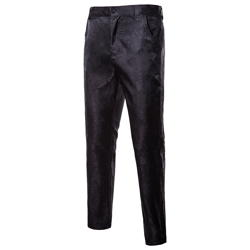 Foreign trade Men's autumn and winter New Palace dark pattern road design men's performance clothing slim fit men's suit trousers