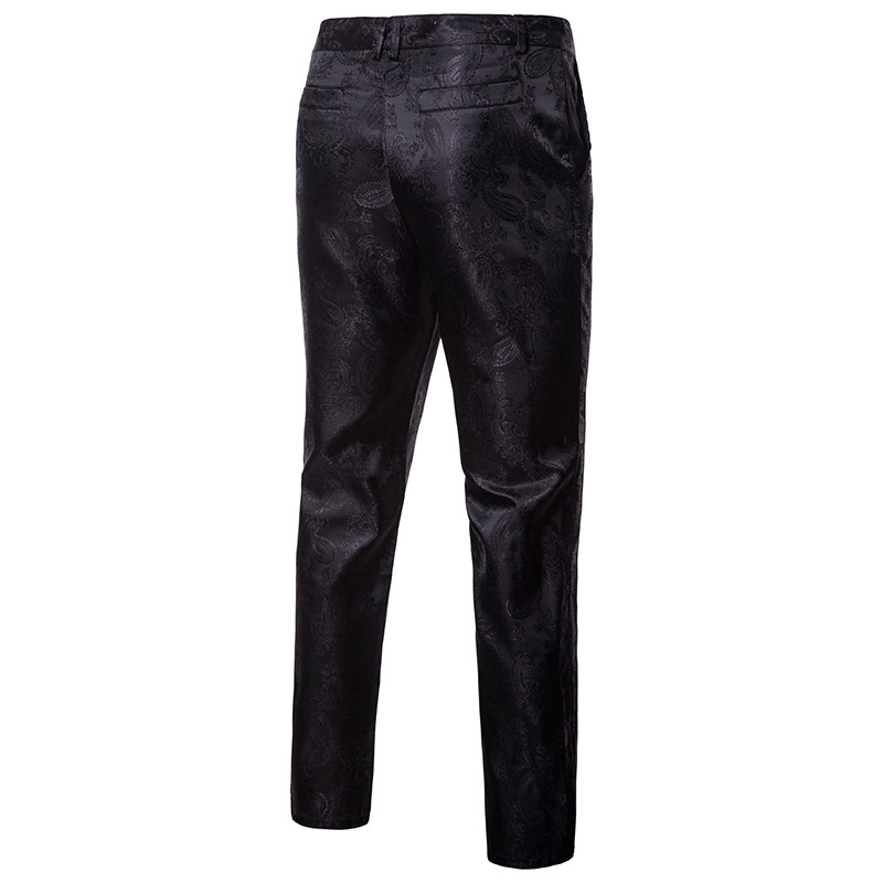 Foreign trade Men's autumn and winter New Palace dark pattern road design men's performance clothing slim fit men's suit trousers