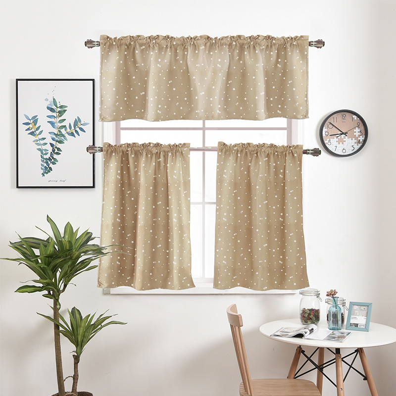 [Meimi] factory hot silver star curtain short curtain small curtain rod curtain finished shading curtain
