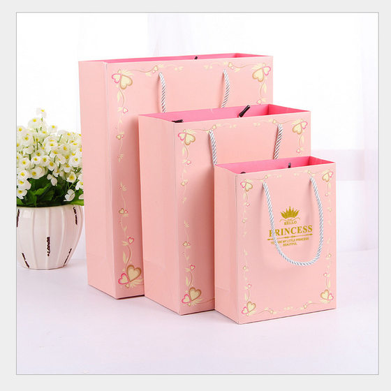 Prince Princess portable gift bag high-grade gift box bag large gift bag pink handbag
