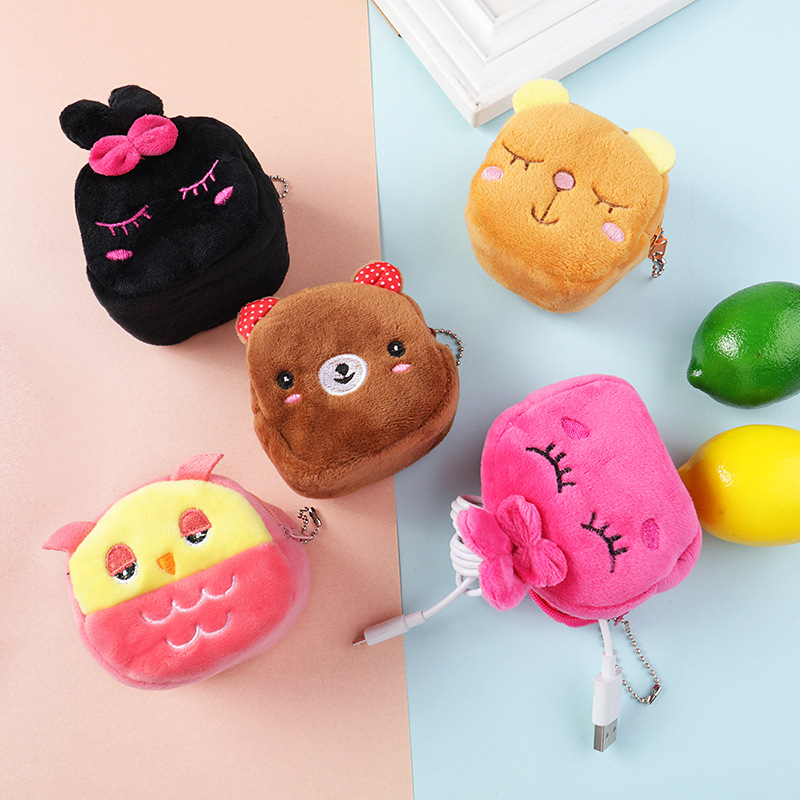 Cartoon plush three-dimensional coin purse cute coin bag key bag girls Children students Yiwu small gifts wholesale