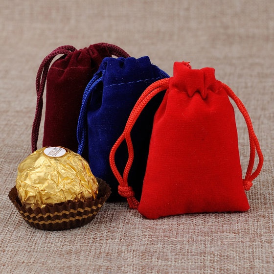 Factory in stock black flannel bag drawstring jewelry packaging small cloth bag earphone storage flannel bag