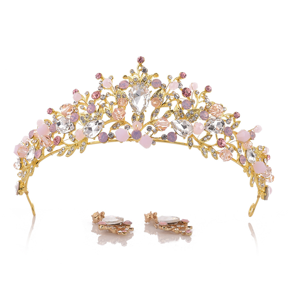 New Wedding Birthday Headwear Headband Crown Baroque Set Rhinestone String Crystal Bridal Handmade Crown Accessories