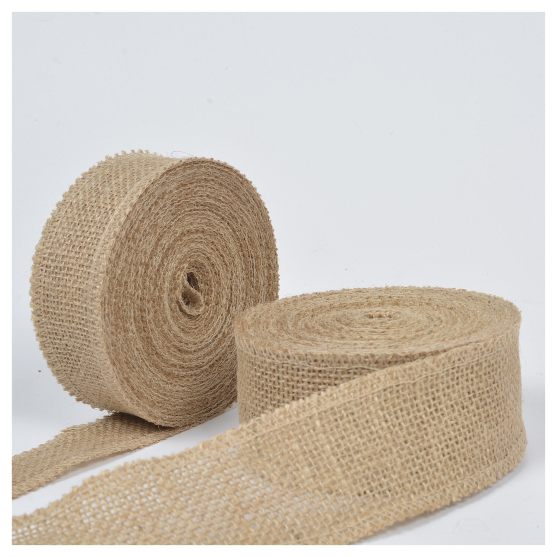 Natural handmade solid color linen webbing roll DIY handmade Christmas wedding decoration linen webbing roll jute cloth wholesale