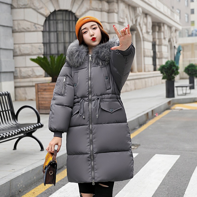 2023 New Foreign Trade Korean Down Cotton-padded Jacket Women's Mid-length Bread Clothing Large Wool Collar Cotton-padded Coat Thickened Cotton-padded Coat