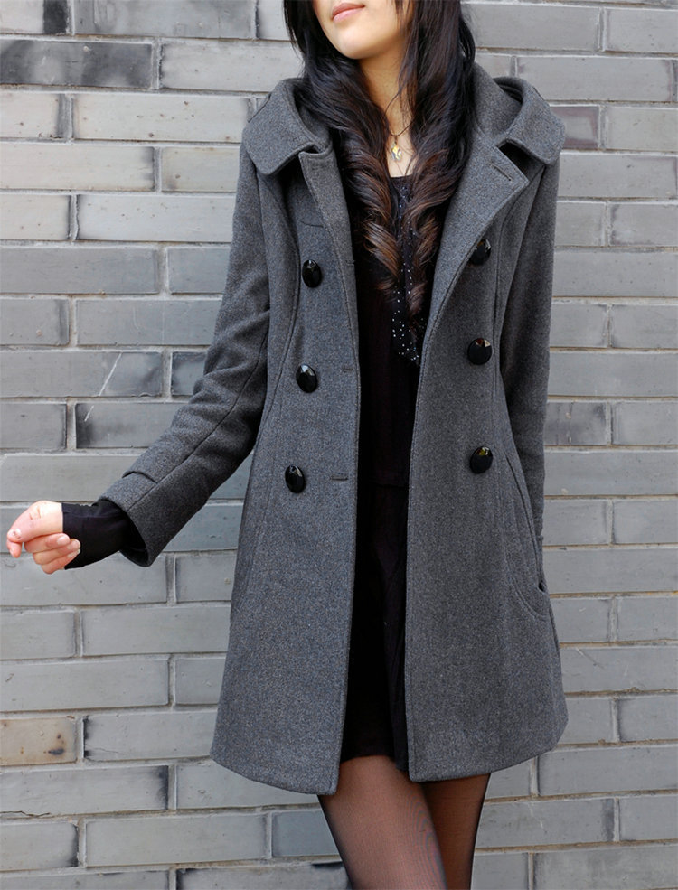 Cappotto di lana ispessito autunnale e invernale da donna, di media lunghezza, con cappuccio, in cotone, vestibilità attillata, snellente, giacca a vento per ragazze paffute 2023_voghion.com