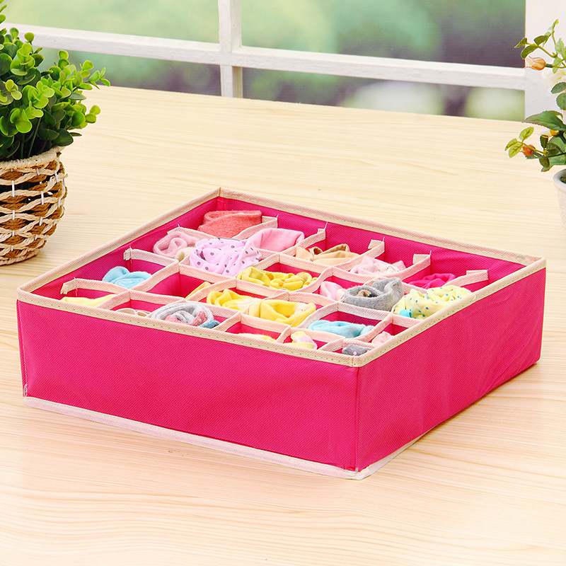 Off-White Rose Red Intimates Storage Box Four-Piece Set, Socks Storage Fabric Bra Storage Box 6 Compartments, 7 Compartments, 8 Compartments, 24 Compartments