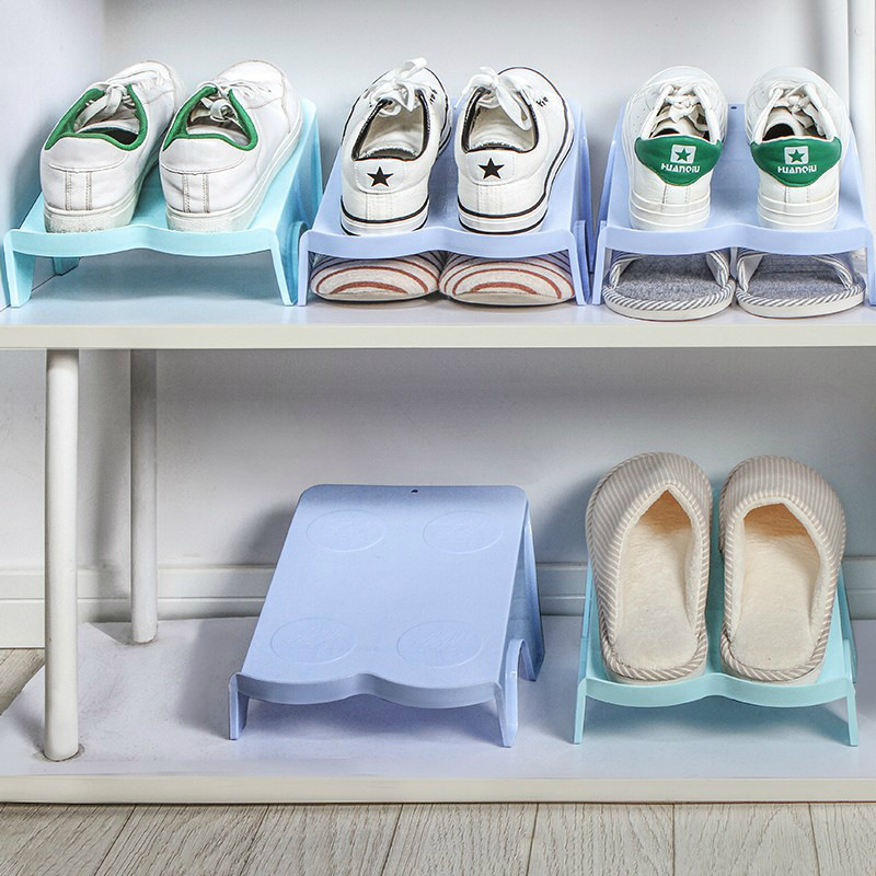 (Factory Direct) simple shoe rack double shoe shoe rack slippers finishing rack plastic shoe storage rack
