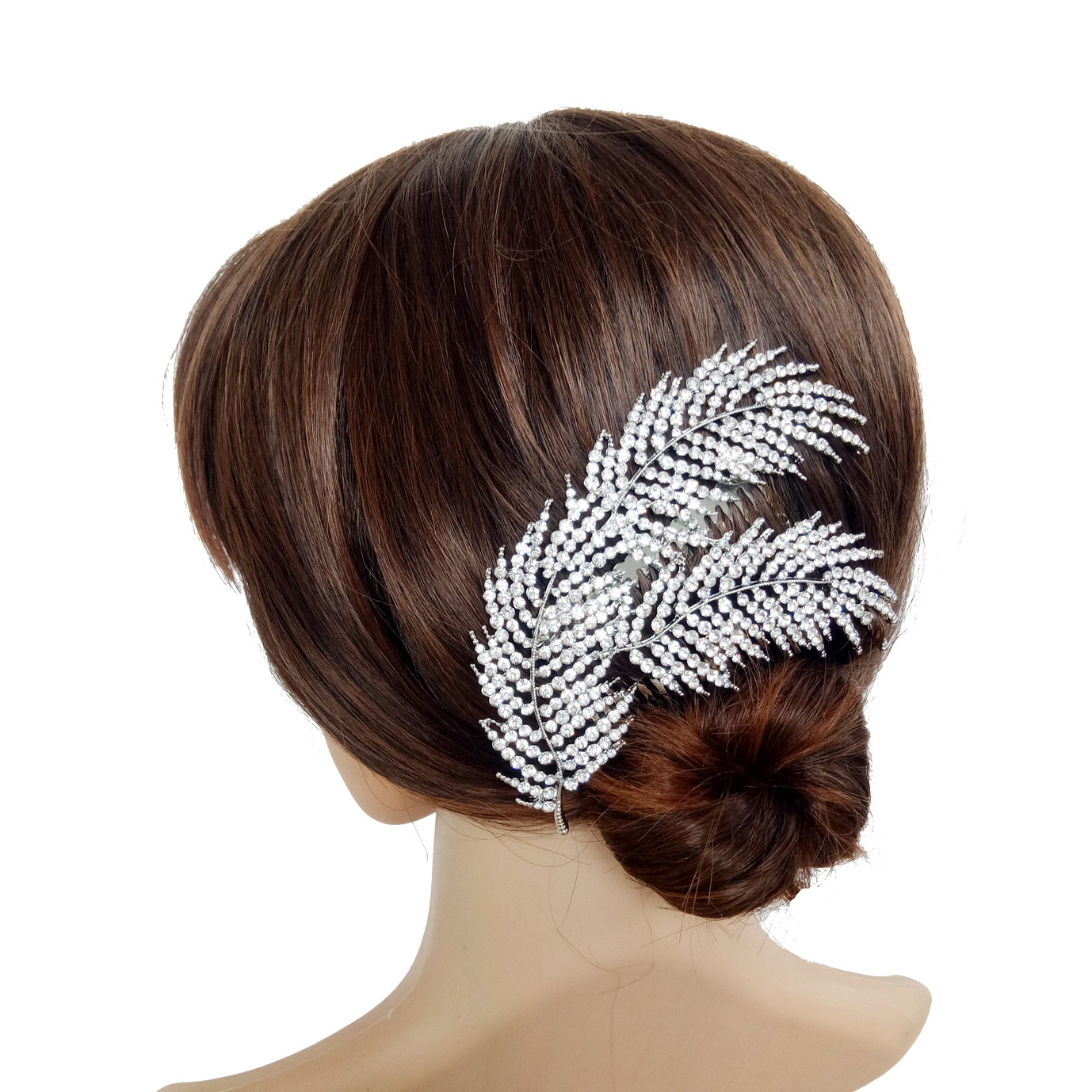 New Rose Gold Leaf Rhinestone Hair Comb Feather Bridal Headwear Gold Crystal Hair Comb Crystal Hair Comb Headwear