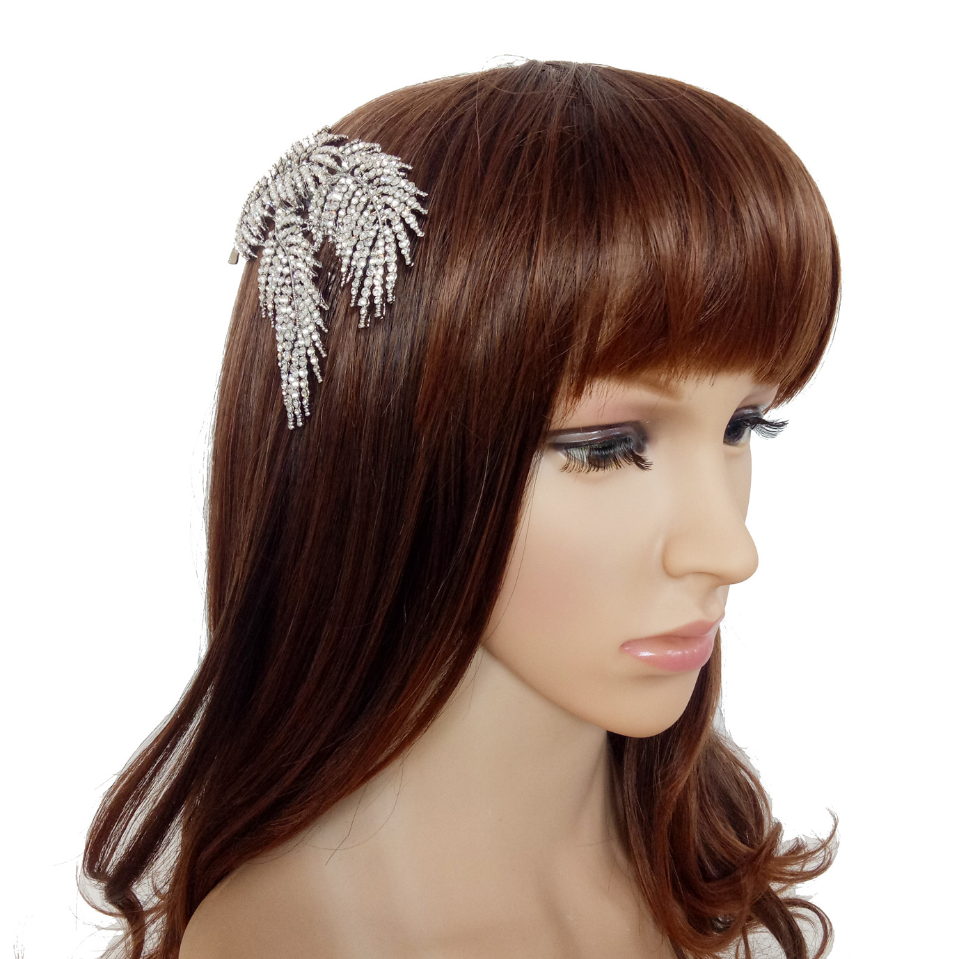 New Rose Gold Leaf Rhinestone Hair Comb Feather Bridal Headwear Gold Crystal Hair Comb Crystal Hair Comb Headwear