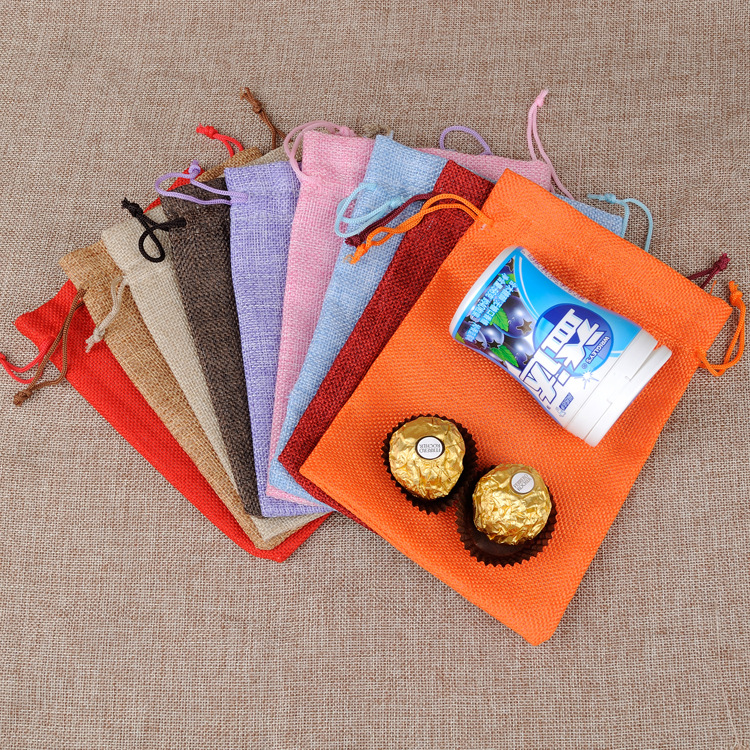 Factory spot linen bundle pocket dustproof jewelry packaging cotton linen tea bag drawstring Christmas gift linen bag