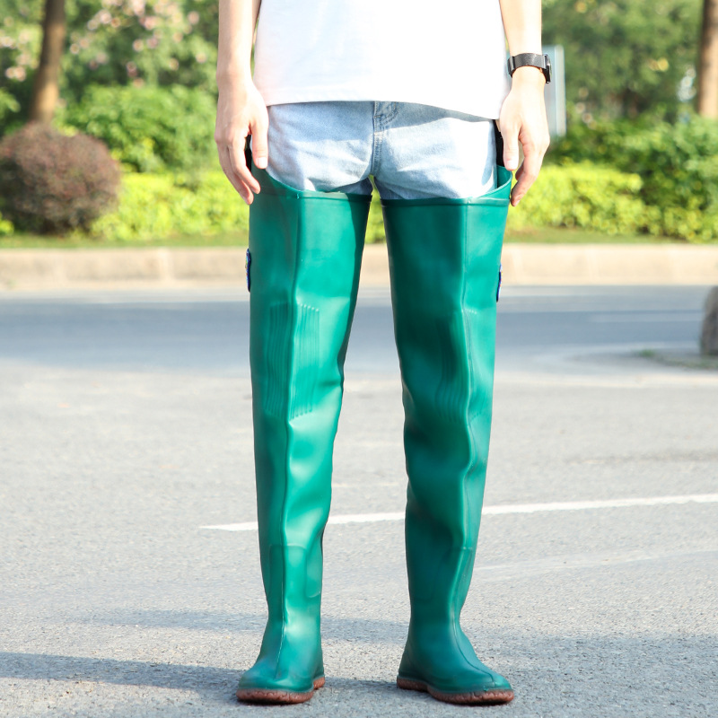 Shanghai Brand Paddy Field Rain Shoes Fishing Pants Thickened pvc Plastic One-piece Fishing Over-the-knee Wading Pants Paddy Field Transplanting Shoes